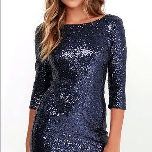 Lulu’s Delightful ways Navy Blue Sequin dress - M